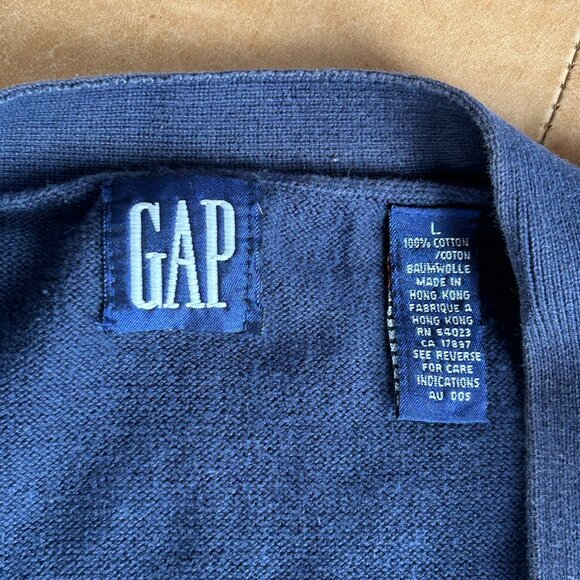 Vintage 90s Y2K GAP Navy Blue Cotton Sweater Vest Button Front - Men’s L, Unisex - Picture 2 of 6